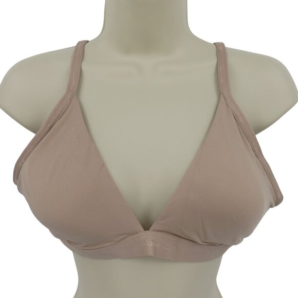 Calvin Klein Large Form To Body Lightly Lined Triangle Bralette QF6758 Beige Lg - Picture 1 of 16